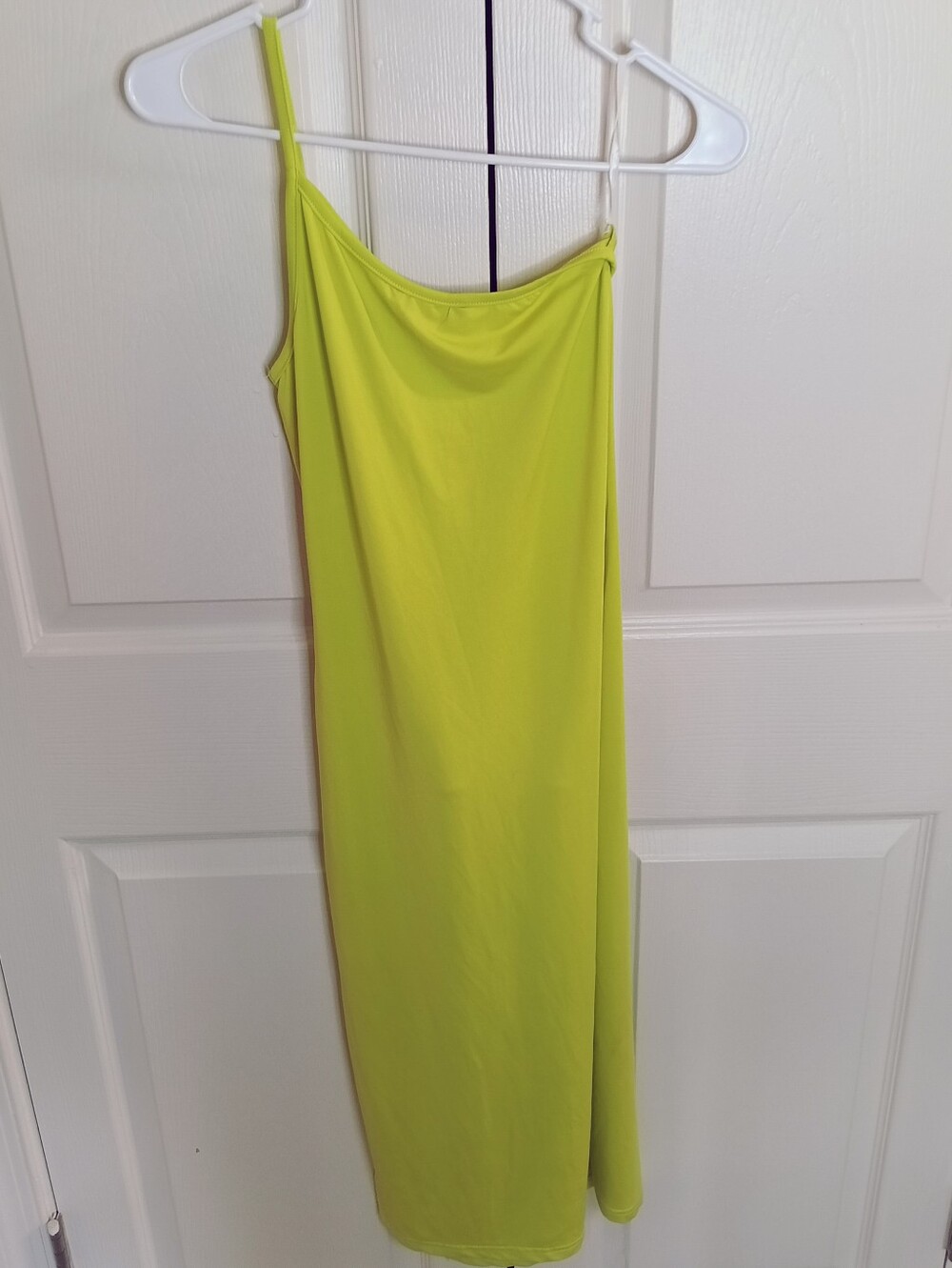 SHEIN One-Shoulder Slip Dress in Lime - Picture 3 of 4